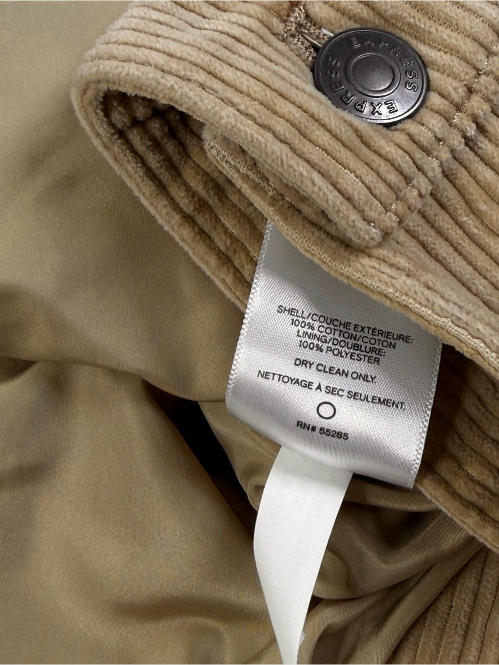Express Corduroy Trucker Jacket Tan Khaki Lined Men’s Medium Coat - Picture 10 of 11